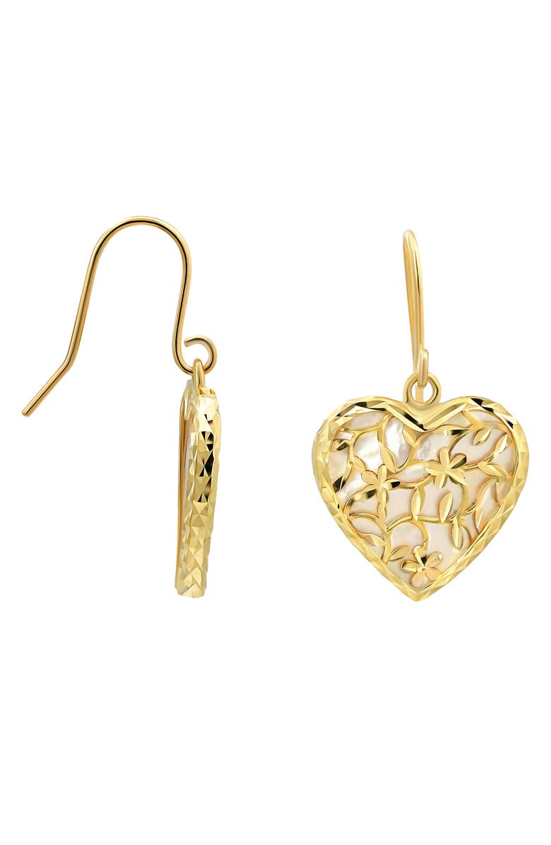 CANDELA JEWELRY Heart Mother-of-Pearl Drop Earrings, Main, color, 