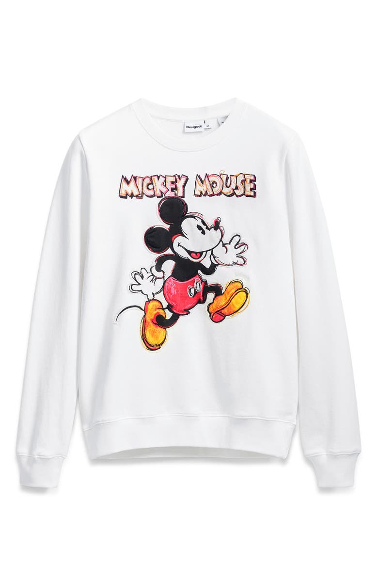Desigual Mickey Mouse Graphic Sweatshirt, Alternate, color, Light Beige