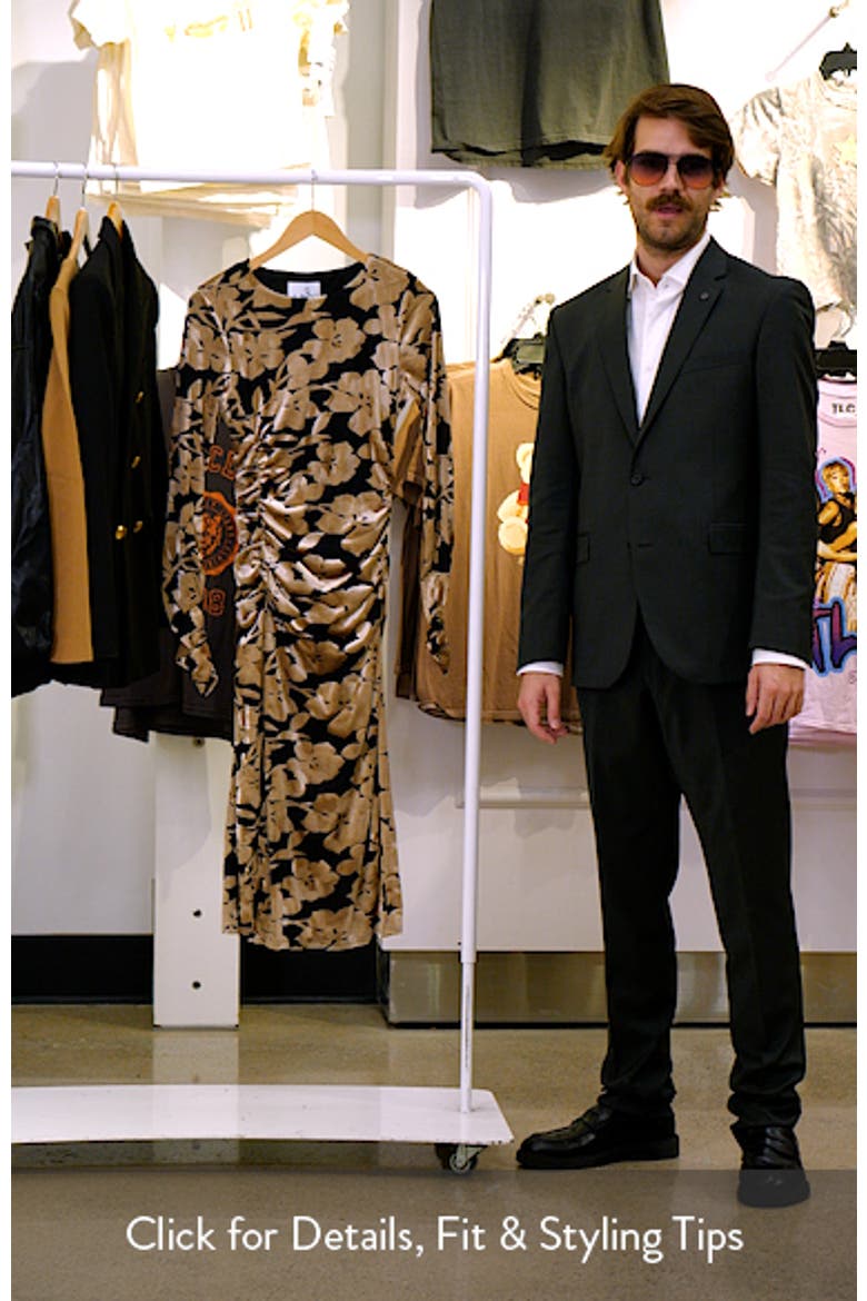 Floral Long Sleeve Velvet Burnout Midi Dress video