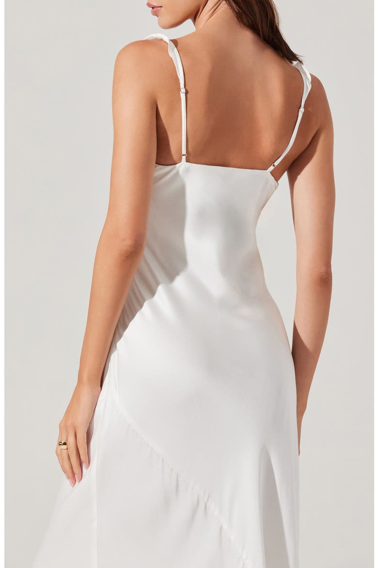 Zoie Ruffle Neck Satin Slipdress, Alternate, color, WHITE