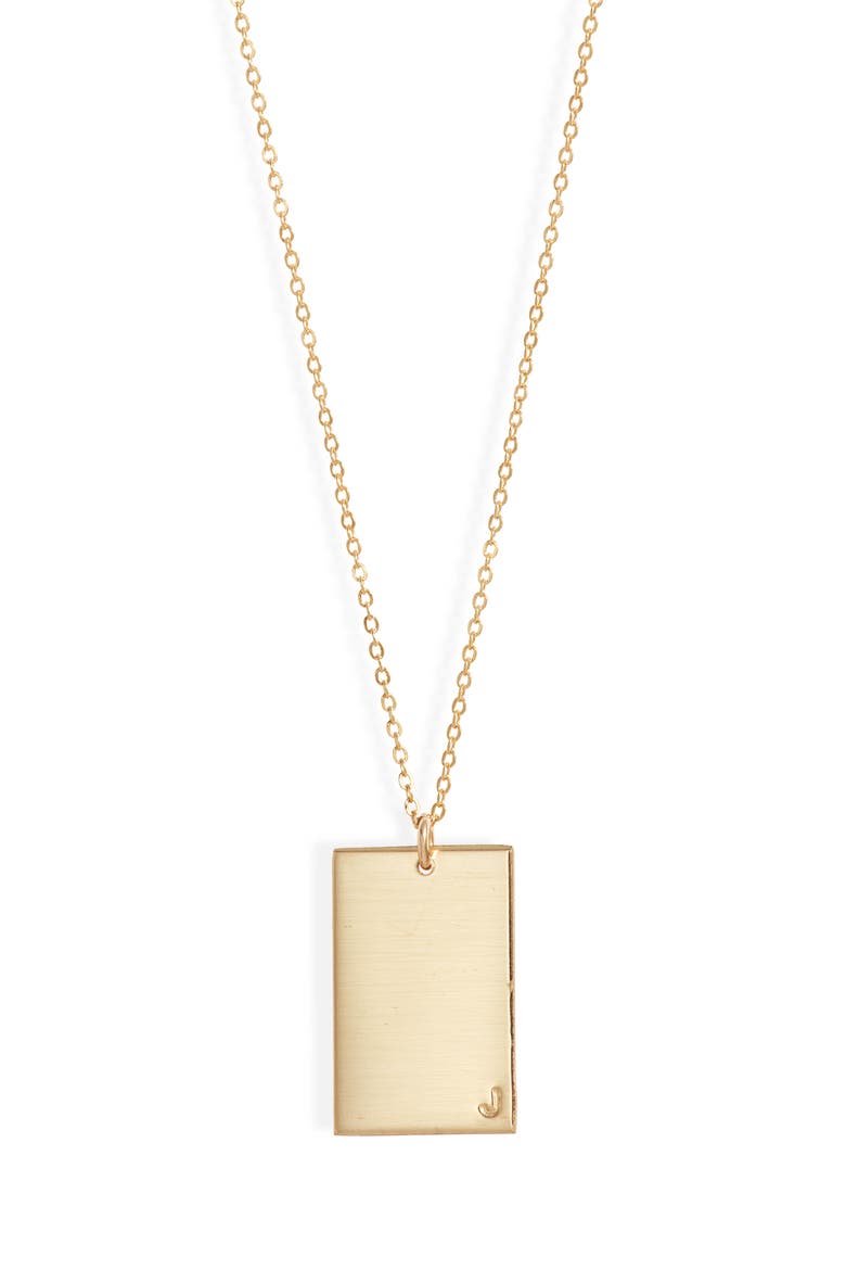 Goldie Initial Tag Pendant Necklace, Main, color, GOLD / J