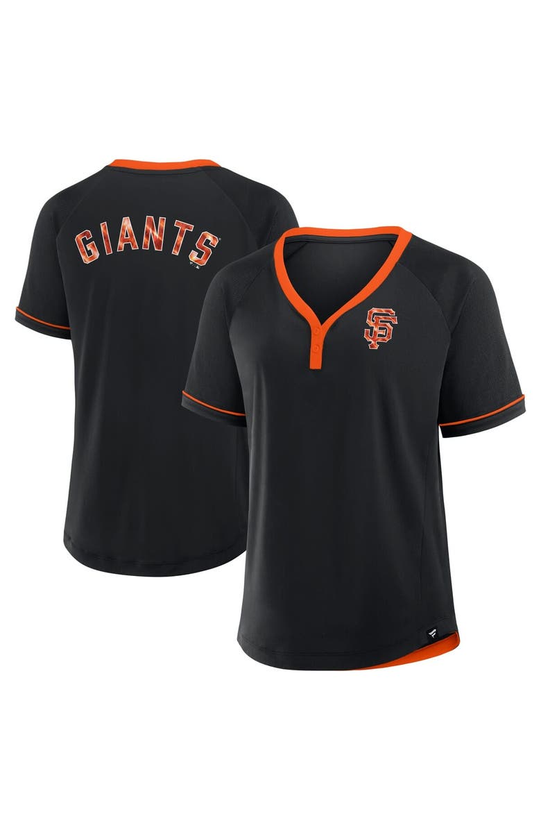 FANATICS Women's Fanatics Black San Francisco Giants League Diva Star Raglan V-Neck T-Shirt, Alternate, color, 