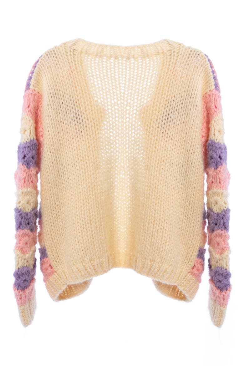 Pastel Crochet Knit Cardigan, Alternate, color, CREAM