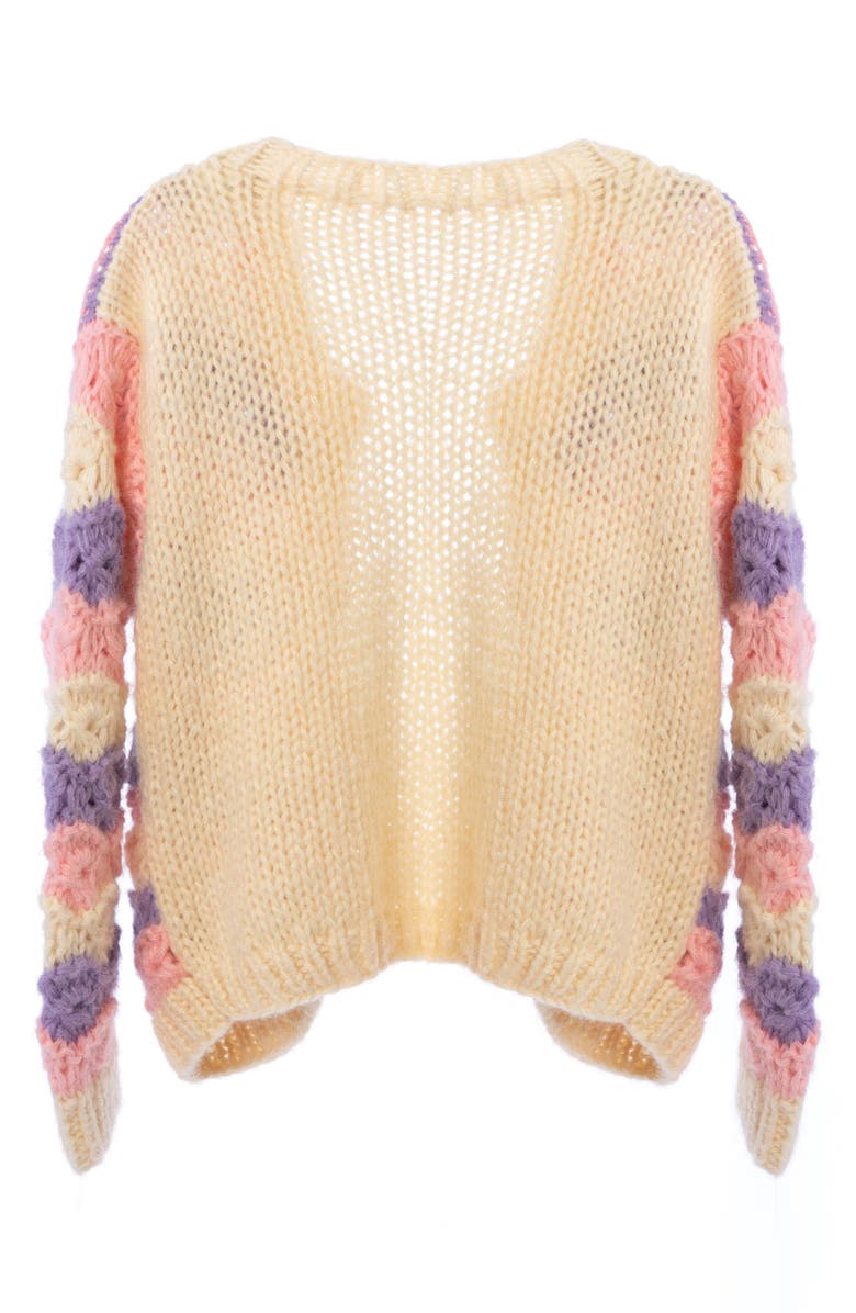 SAACHI Pastel Crochet Knit Cardigan, Alternate, color, Cream