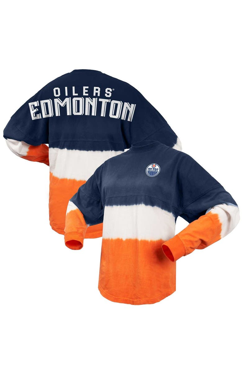 SPIRIT JERSEY Women's Fanatics Branded Navy/Orange Edmonton Oilers Ombre Long Sleeve T-Shirt, Main, color,