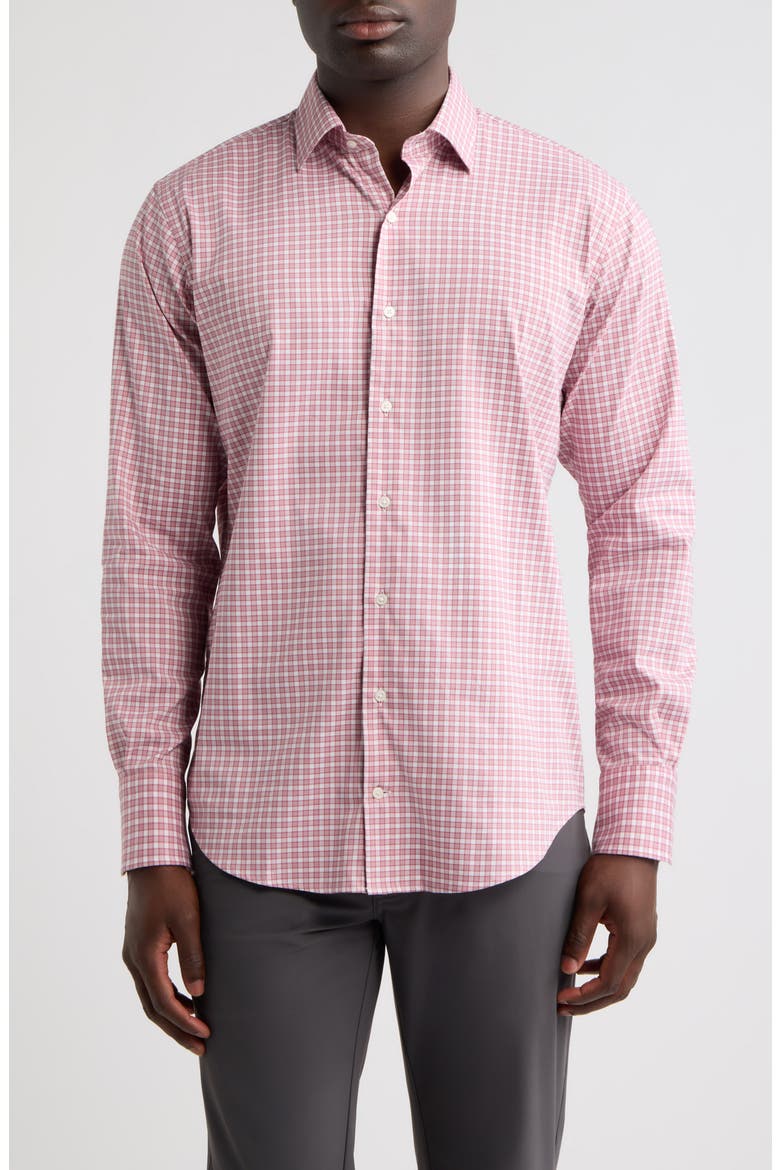 Atlas Crown Check Stretch Sport Shirt, Main, color, DUSTY ROSE