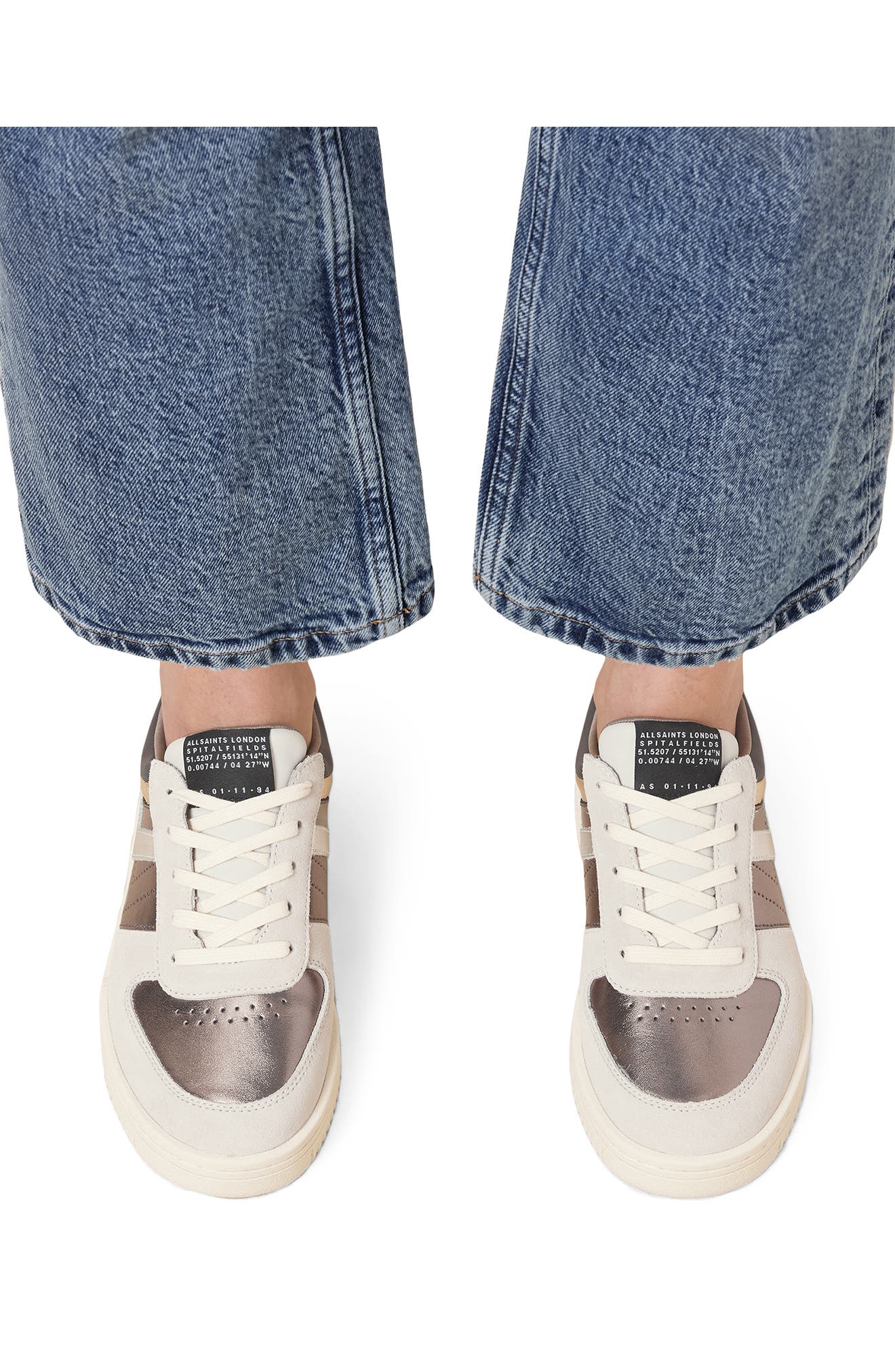 AllSaints Vix Sneaker, Alternate, color, White/ Metallic