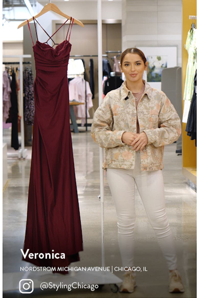 Square Neck Shiny Jersey Gown video
