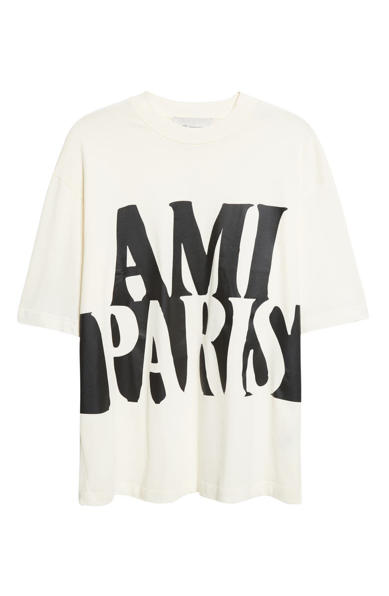 AMI PARIS Oversize Logo Graphic T-Shirt, Main, color, Blanc Creme