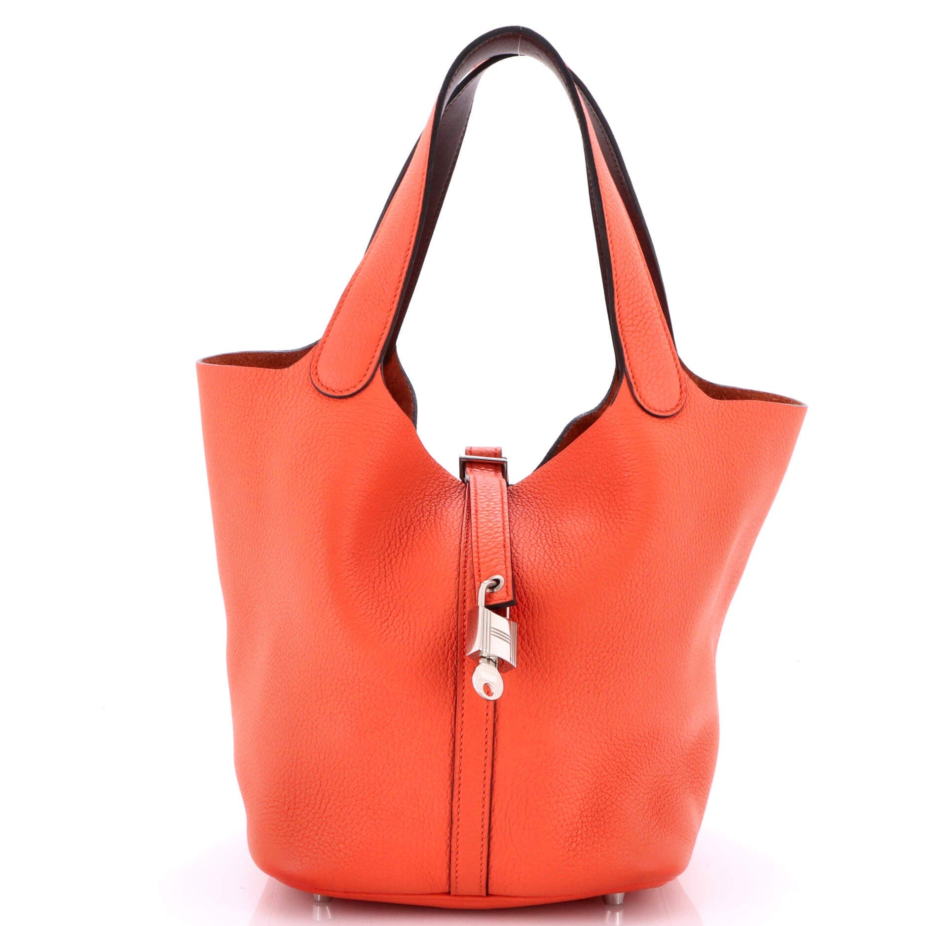 Pre-Owned Hermes Eclat Picotin Lock Bag Clemence MM, Main, color, Orange Poppy