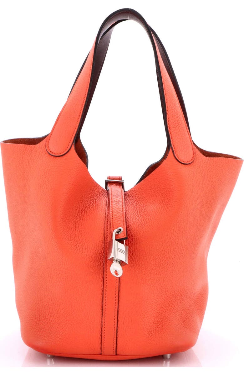 Pre-Owned Hermes Eclat Picotin Lock Bag Clemence MM, Main, color, Orange Poppy