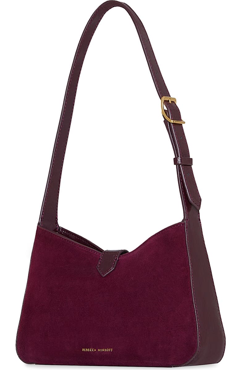 Rebecca Minkoff Small Megan Suede Shoulder Bag, Alternate, color, Mulberry