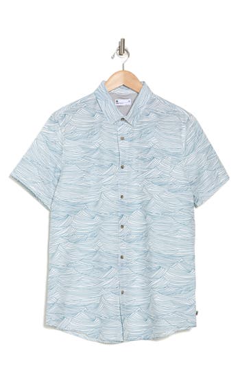 Union Print Ub Tech Short Sleeve Stretch Aero Mesh Button-up Shirt In White