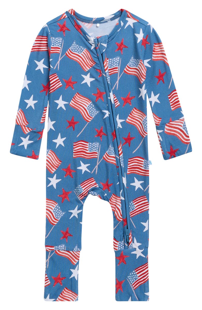 Posh Peanut Fitted Convertible One-Piece Pajamas, Main, color, Blue