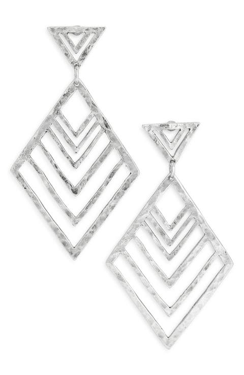 Hammered Geometric Drop Earrings