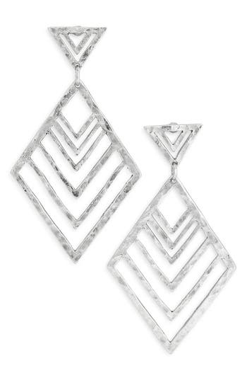 Karine Sultan Hammered Geometric Drop Earrings In Silver
