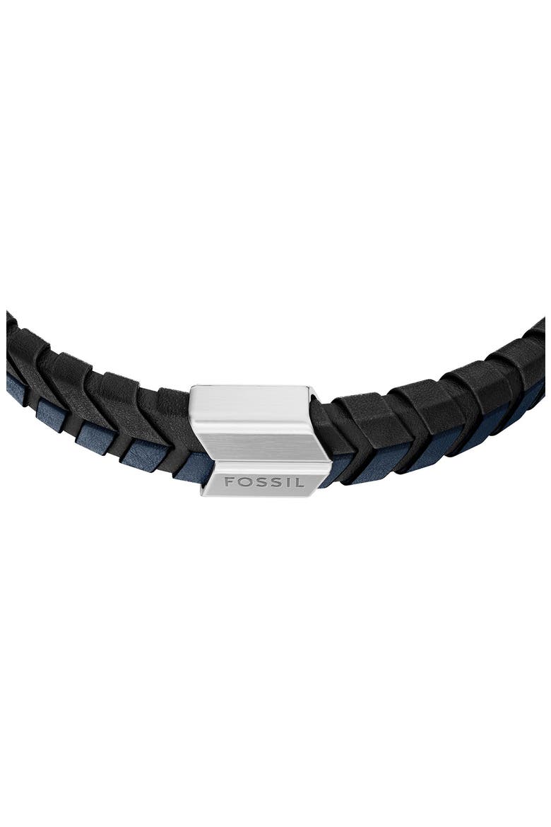 Men's Woven Leather Bracelet, Alternate, color, BLUE/ BLACK
