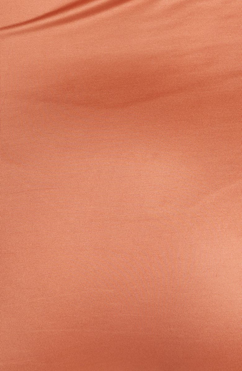 Isa Boulder Sculpture Asymmetric Satin Swimsuit, Alternate, color, Rust