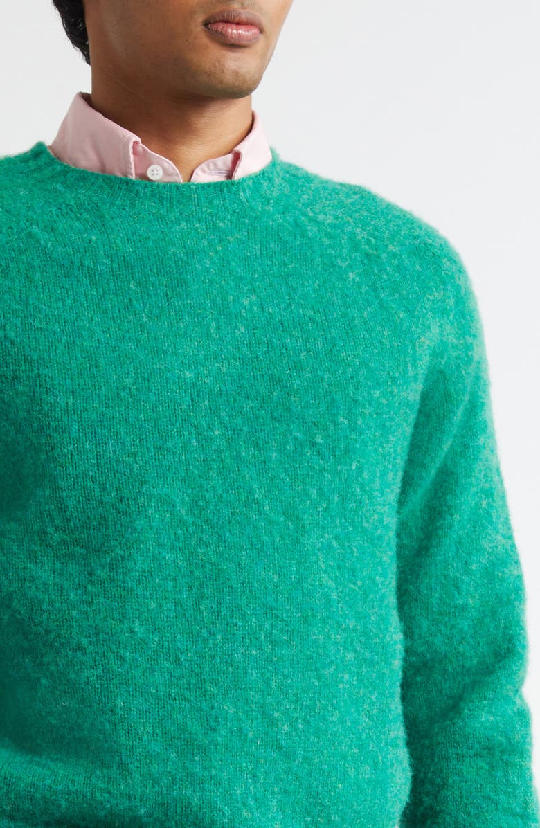 Drake's Brushed Shetland Lambswool Crewneck Sweater, Alternate, color, Green