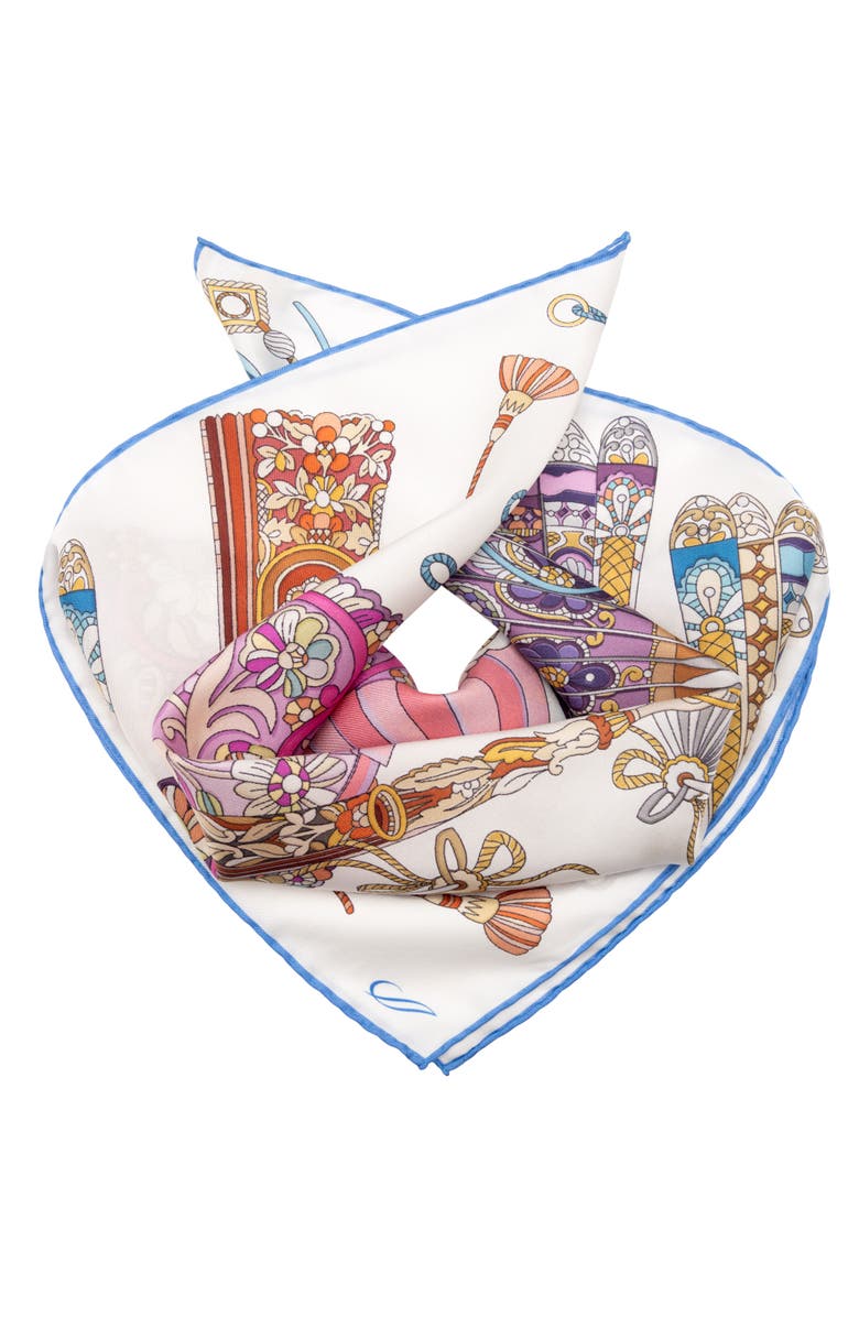 Elizabetta Venetian Fan - Silk Bandana, Alternate, color, Rainbow