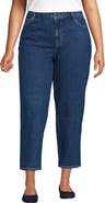 Lands' End Plus Size Soft Denim Mid Rise Relaxed Straight Crop Jeans