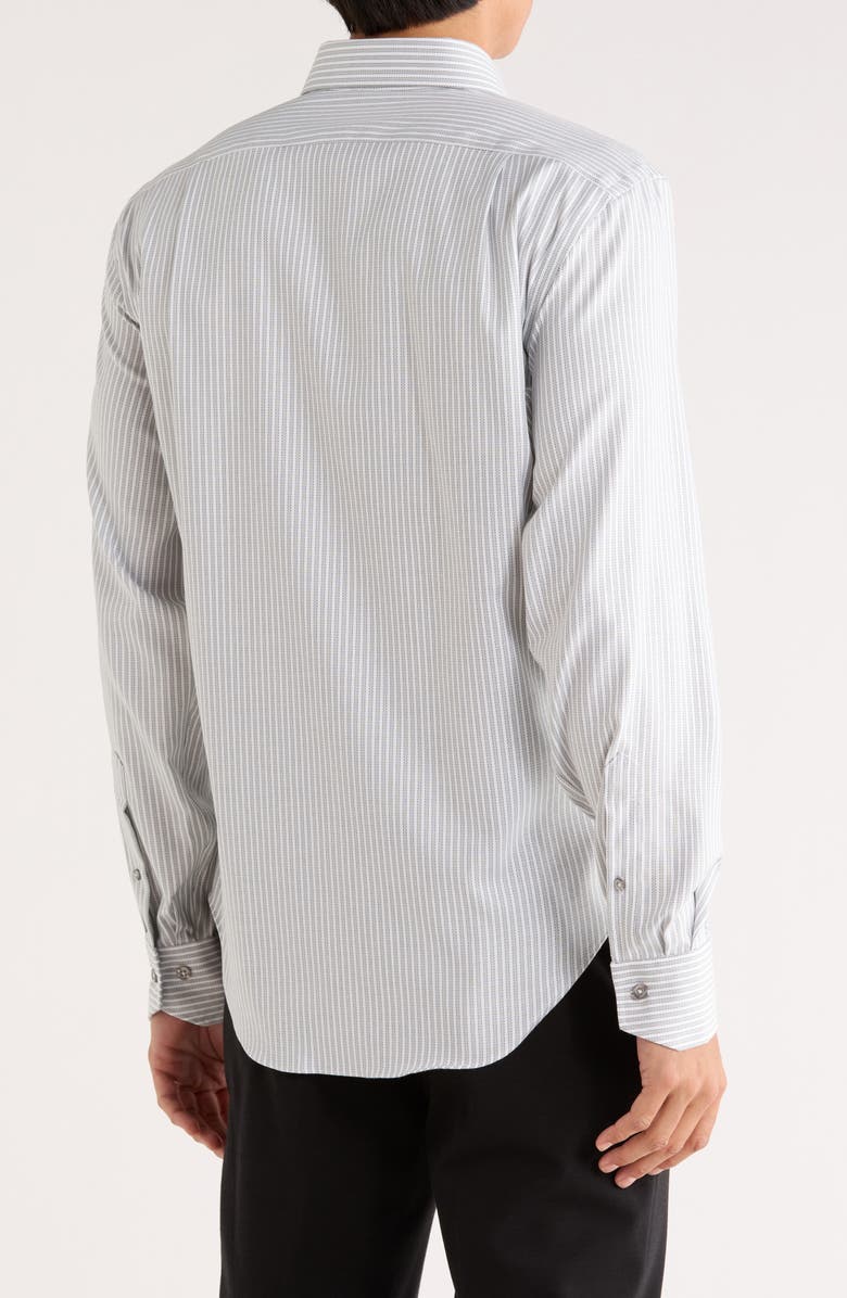 Lorenzo Uomo Trim Fit Stripe Textured Stretch Dress Shirt, Alternate, color, White/ Sage