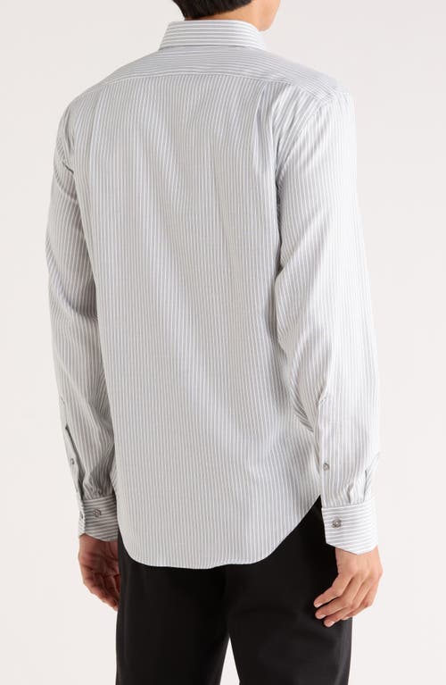 Lorenzo Uomo Trim Fit Stripe Textured Stretch Dress Shirt In Gray