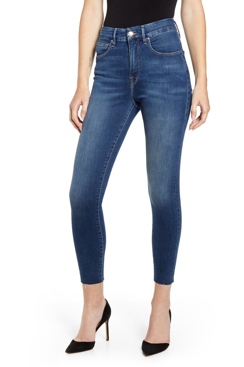 Good Waist High Waist Raw Hem Ankle Skinny Jeans, Main, color, BLUE331