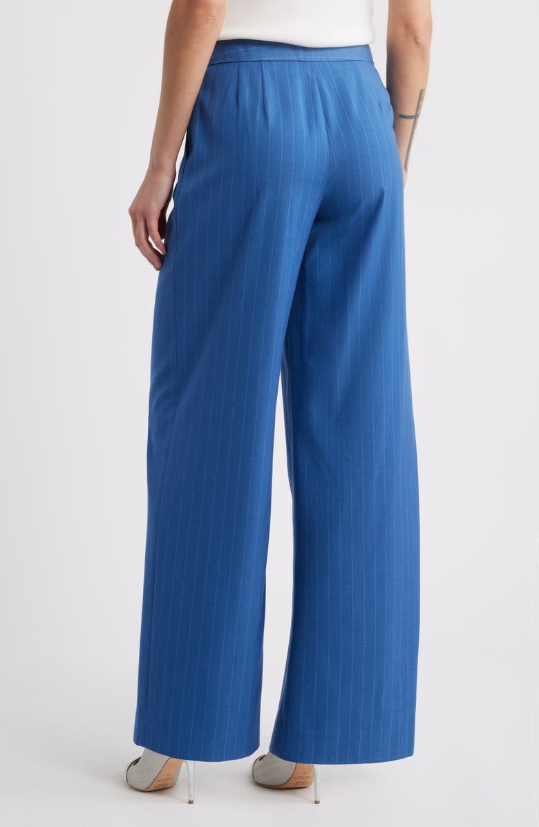 Tahari ASL Pinstripe Wide Leg Pants, Alternate, color, Indigo