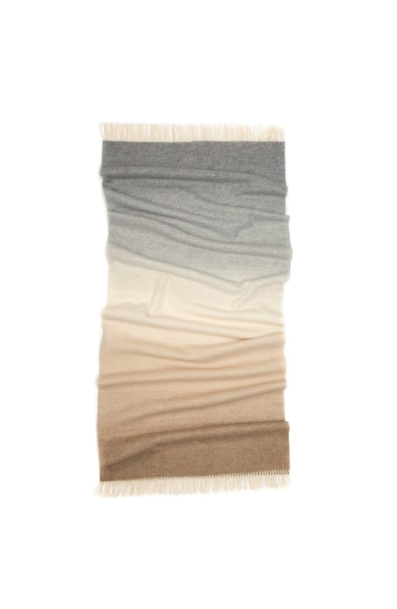 Prince of Scots Whisper Ombre Merino Wool Throw, Main, color, Fog