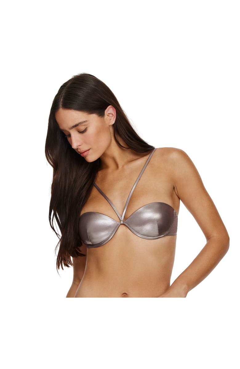 Flirtt Gottex Shine Bright Underwire Bikini Top, Main, color, Grey