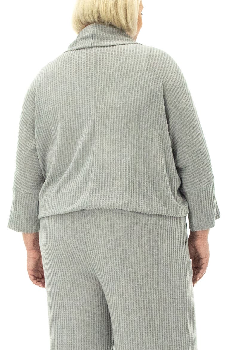 Waffle Knit Cowl Neck Top, Alternate, color, LIGHT GREY