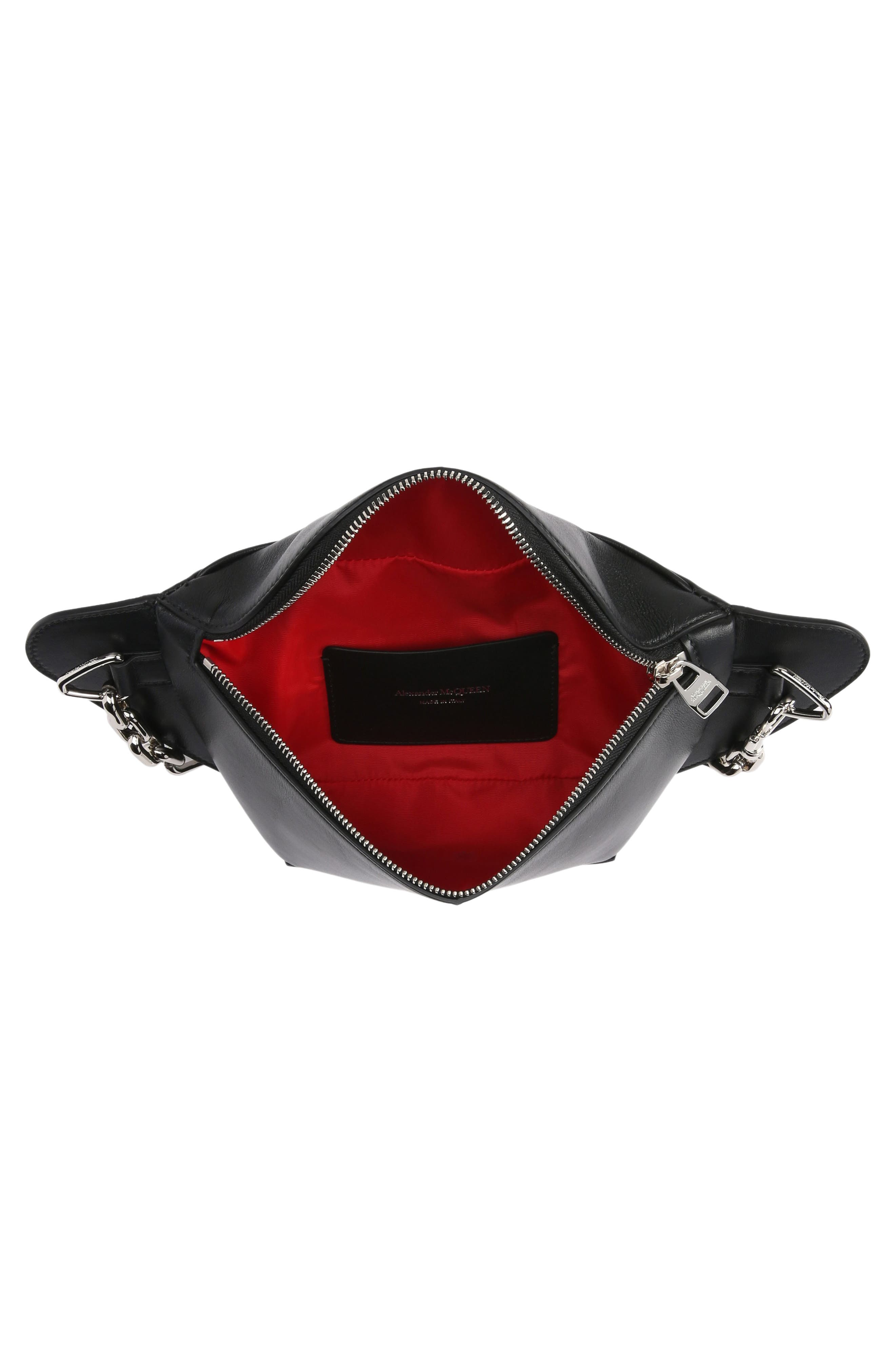 McQueen Biker Leather Belt Bag, Alternate, color, 