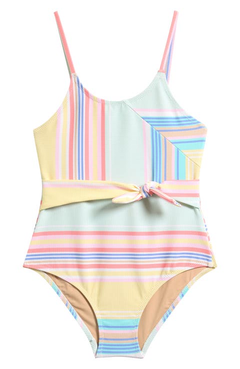 Kids' Stripe Tie Front One-Piece Swimsuit (Toddler & Little Kid)