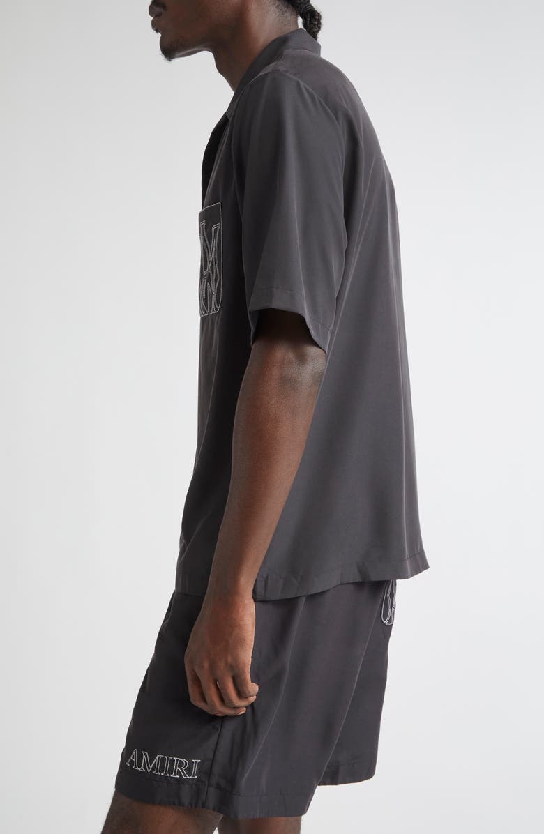 AMIRI MA Core Logo Outline Bowling Shirt, Alternate, color, Black