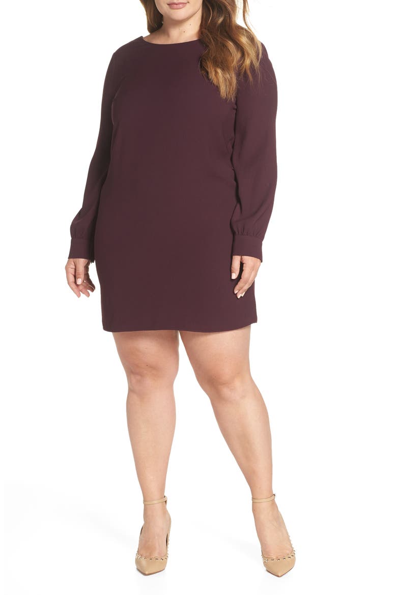 V-Back Shift Dress, Alternate, color, BURGUNDY STEM