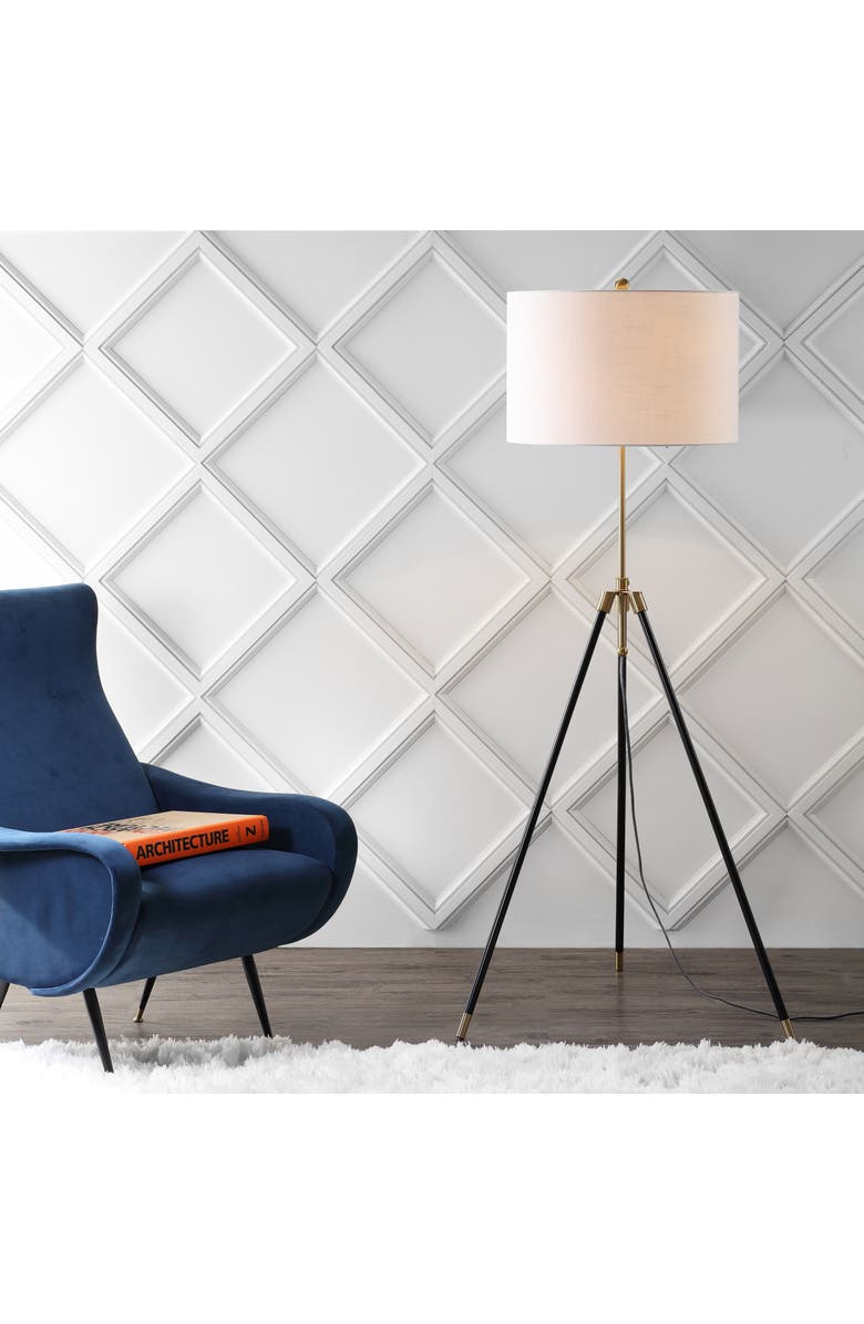 JONATHAN Y Lucius 67" Adjustable Metal LED Floor Lamp, Black/Brass, Alternate, color, Black/ Brass Gold