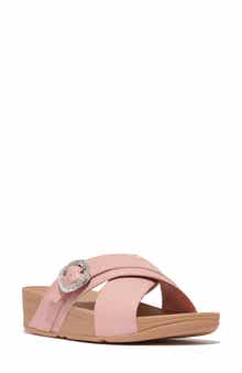 Lulu Crystal Buckle Platform Slide Sandal