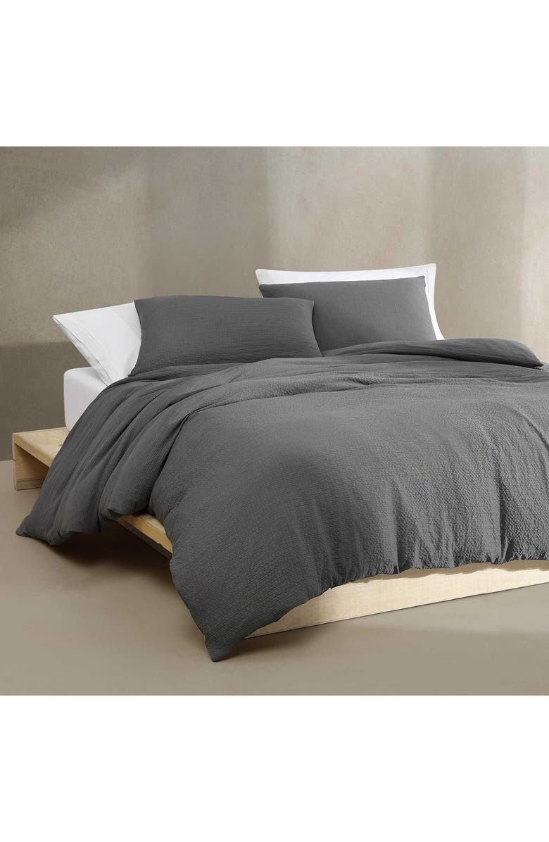 Calvin Klein Seersucker Duvet Cover & Sham Set, Alternate, color, Graphite