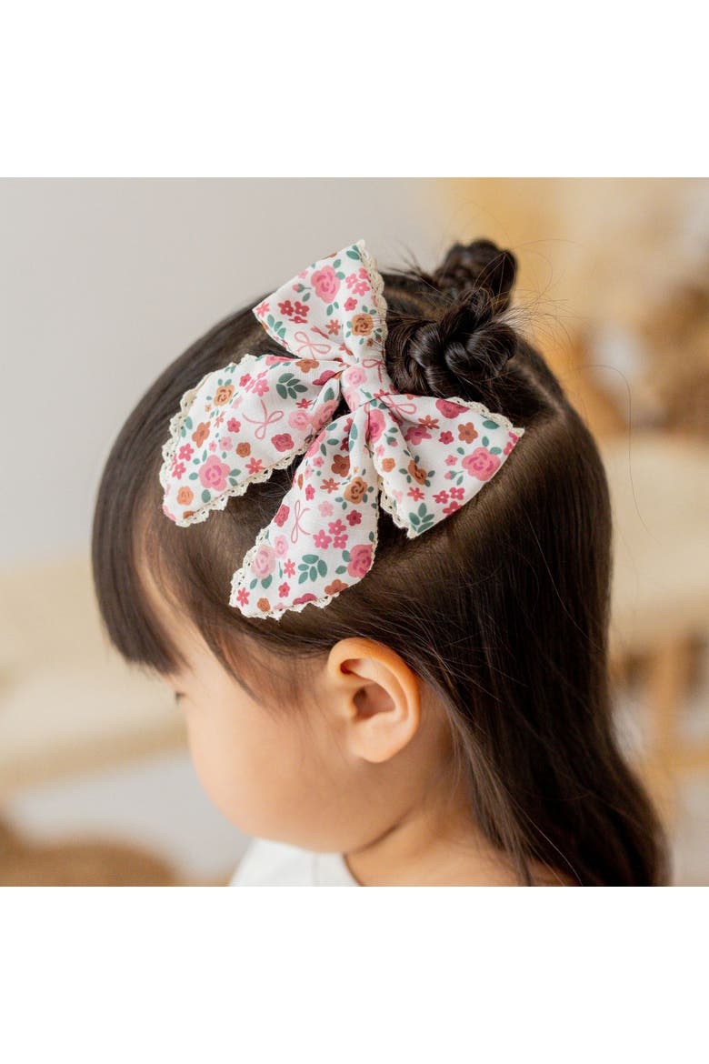 Berry Floral Bow Clip, Alternate, color, Mauve