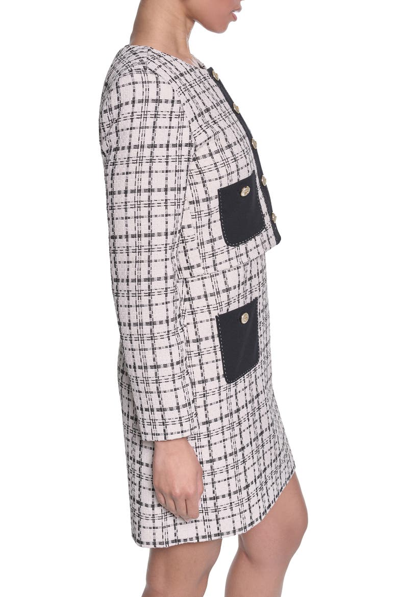 Contrast Stitch Tweed Jacket, Alternate, color, BISQUE/ BLACK