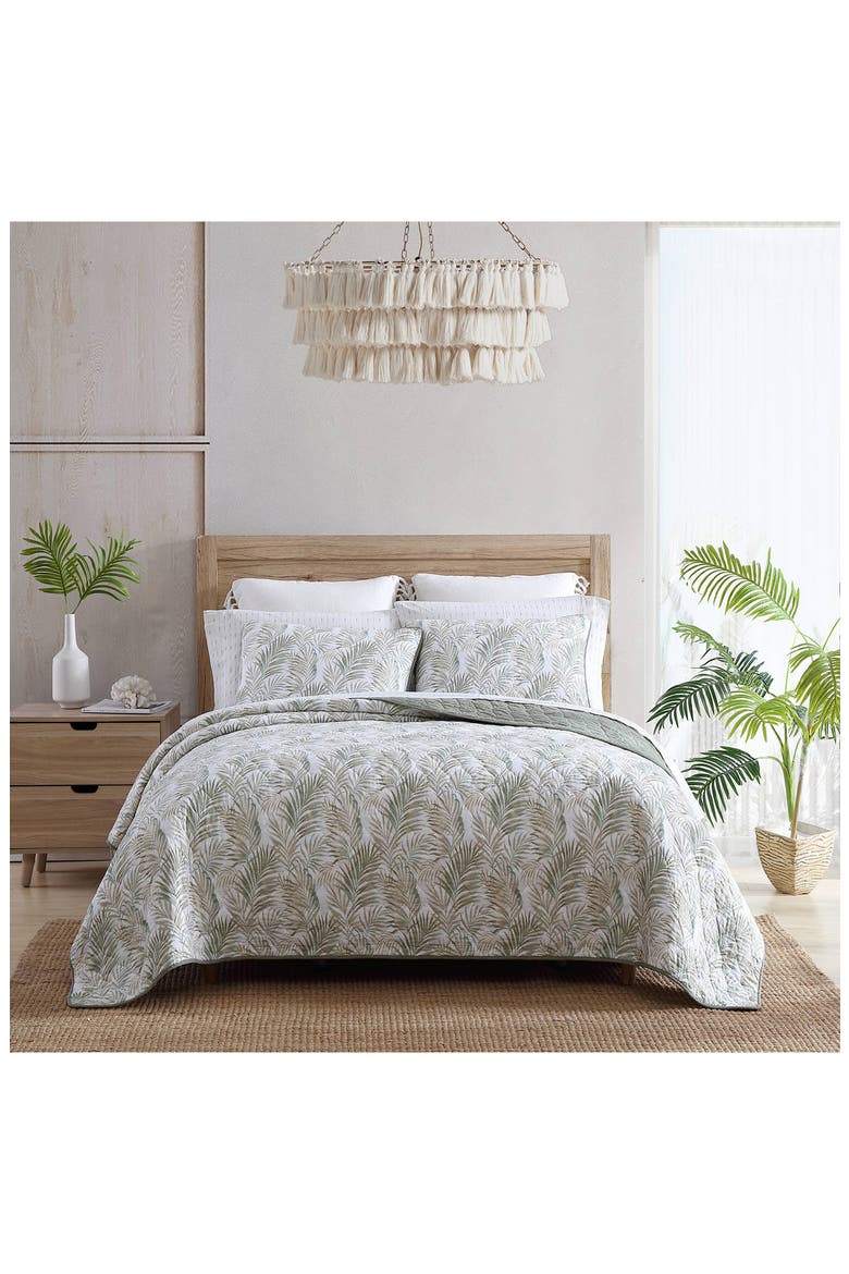 Maui Palm 3-Piece Quilt Set, Main, color, SAGE AQUA