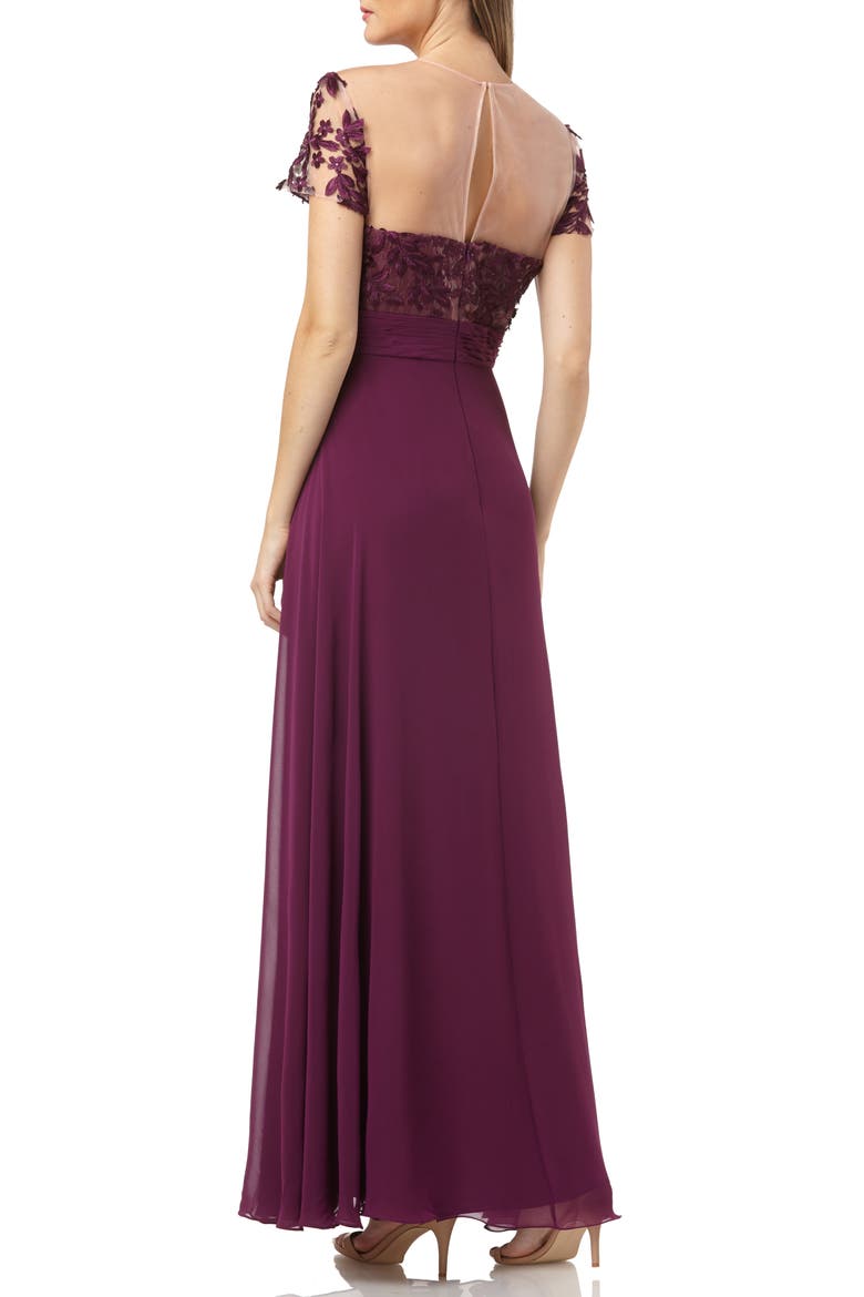 Embroidered A-Line Gown, Alternate, color, PLUM