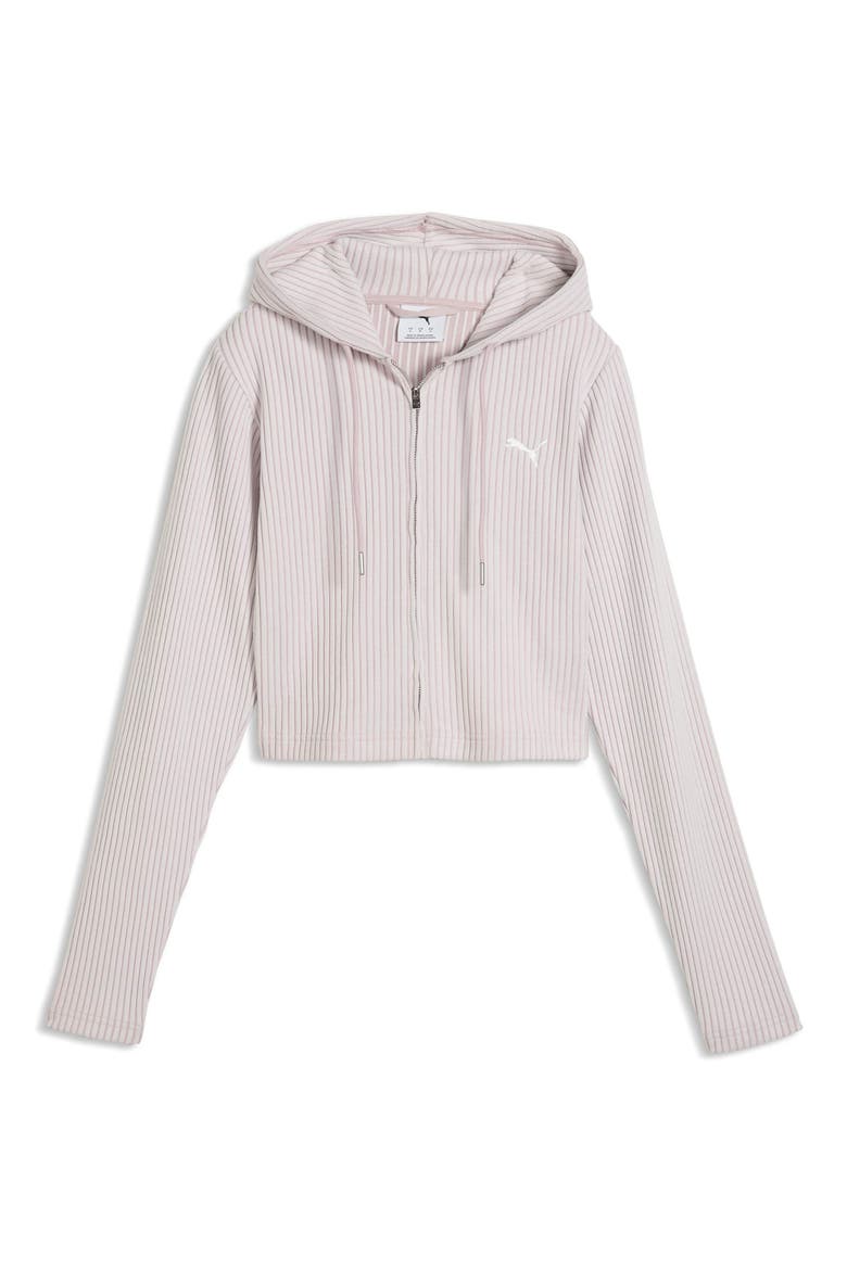 Crop Rib Hoodie, Alternate, color, MISTY PINK HEATHER