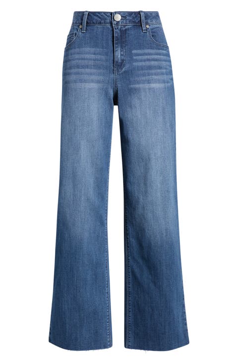 Slim Mid Rise Wide Leg Jeans