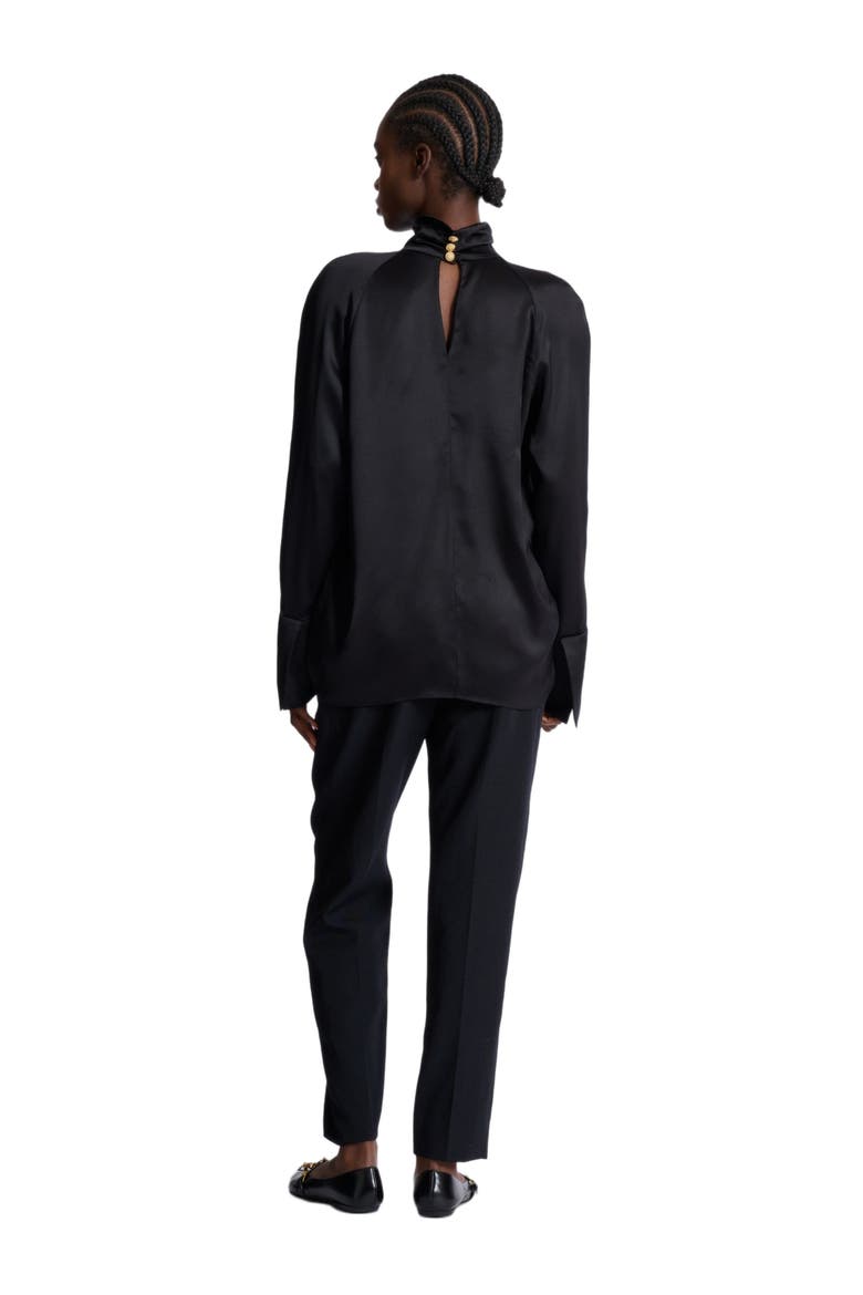 Draped silk blouse, Alternate, color, black