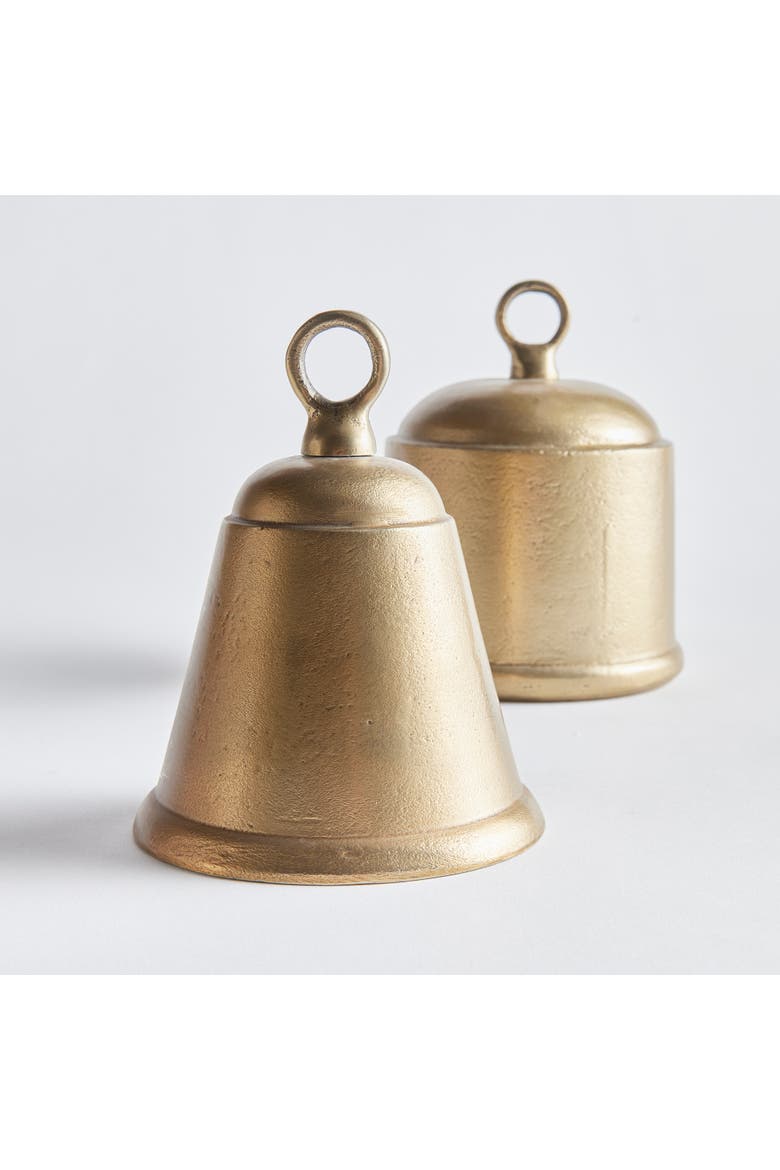 6.4" La Taverna Decorative Cast Aluminum Tabletop Centerpiece Bells Set of 2, Alternate, color, Gold