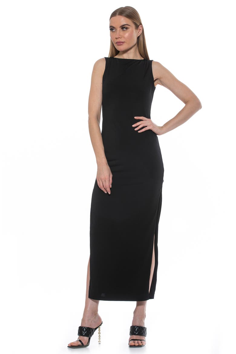 Violet Sleeveless Crewneck Maxi Dress, Alternate, color, BLACK