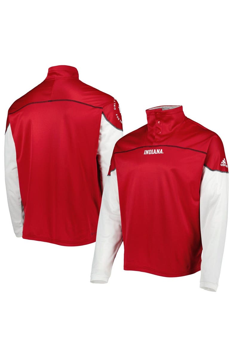 adidas Men's adidas Crimson Indiana Hoosiers AEROREADY Knit Quarter-Snap Jacket, Main, color, Crimson