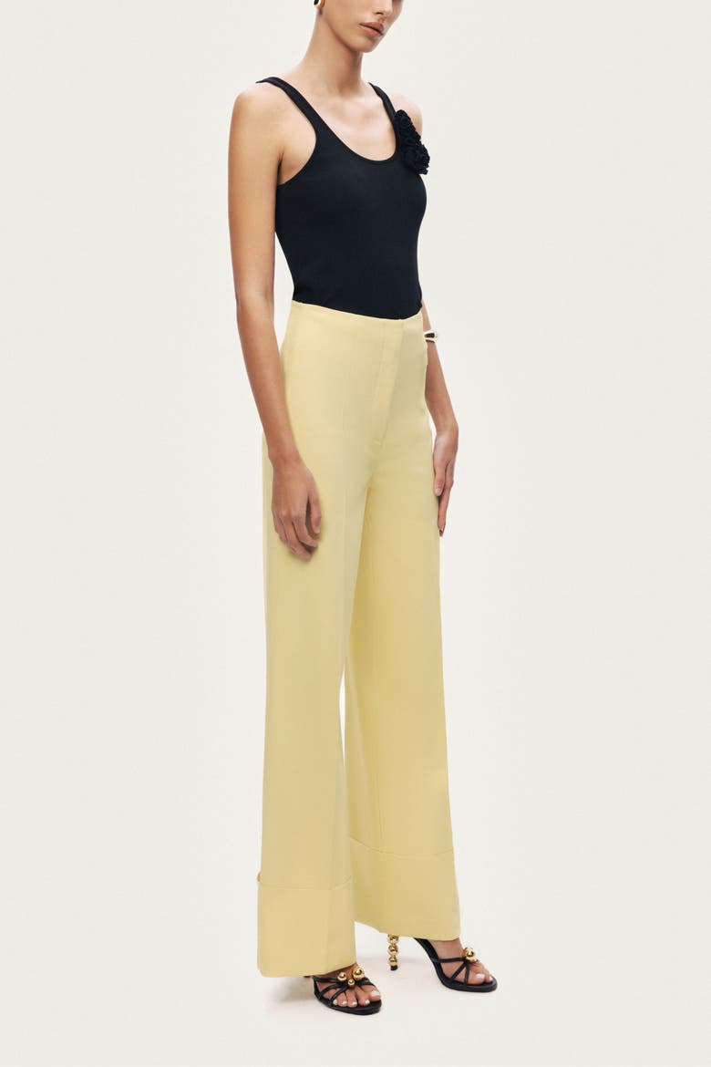 High-Waist Tailored Wide-Leg Pants, Alternate, color, Yellow